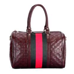 1:1 Gucci 247205 Vintage Web Medium Boston Bags-Coffee Guccissima Leather